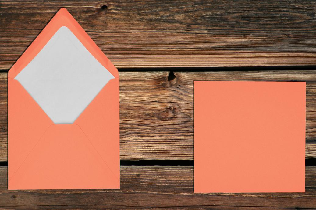 Briefhüllen mit Seidenfutter 164x164 mm Nassklebend Coral gerippt 100 g/qm